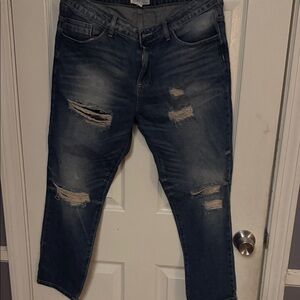 Cello Women's Distressed Blue Ankle Jeans